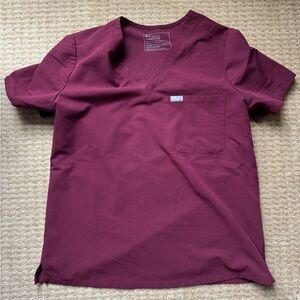 FIGS Burgundy Scrub Top
